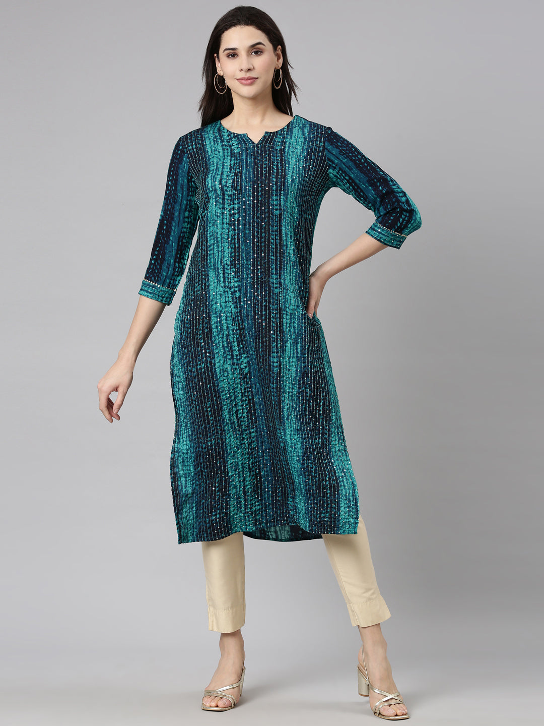 Neeru's Winter Wear Woven Design Acrylic Kurta For Women – neerus-india